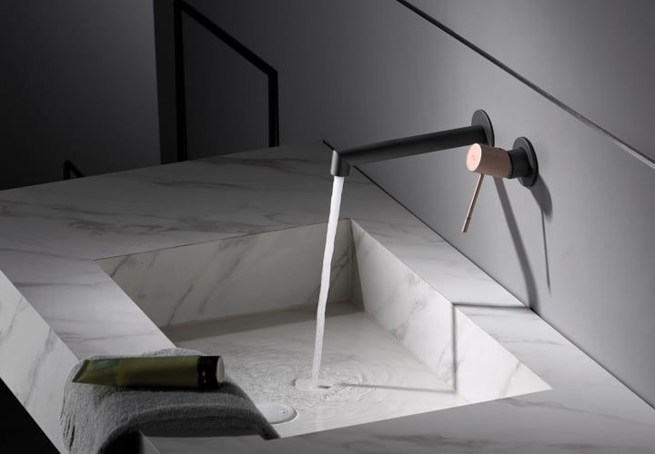 Robinet de lavabo encastré Line + bonde click-clack Pack environnement 12