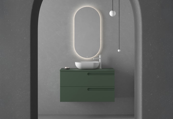Meuble de salle de bains avec plan de toilette en bois Econic Royo principal 1