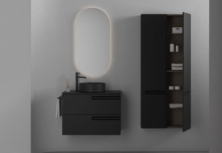 Meuble de salle de bains avec plan de toilette en bois Econic Royo principal 4