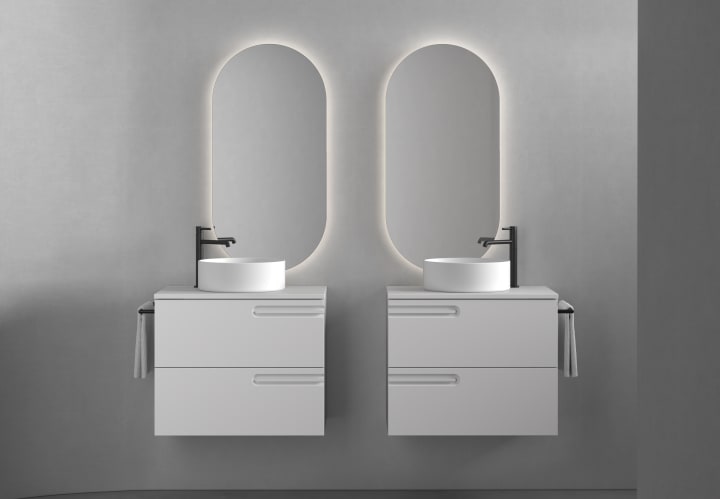 Meuble de salle de bains avec plan de toilette en bois Econic Royo principal 3