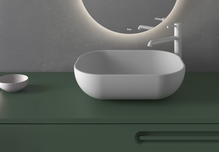 Meuble de salle de bains avec plan de toilette en bois Econic Royo détail 6