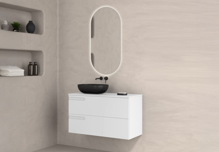 Meuble de salle de bains avec plan de toilette en bois Econic Royo principal 2