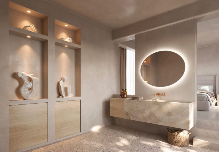 Miroir de salle de bain avec éclairage LED Oval Ledimex environnement 6