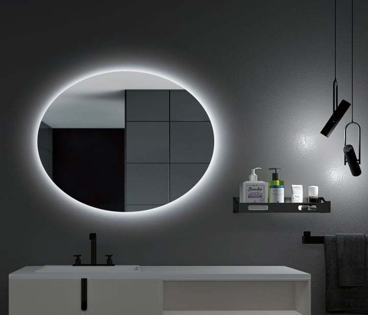Miroir de salle de bain avec éclairage LED Oval Ledimex principal 2