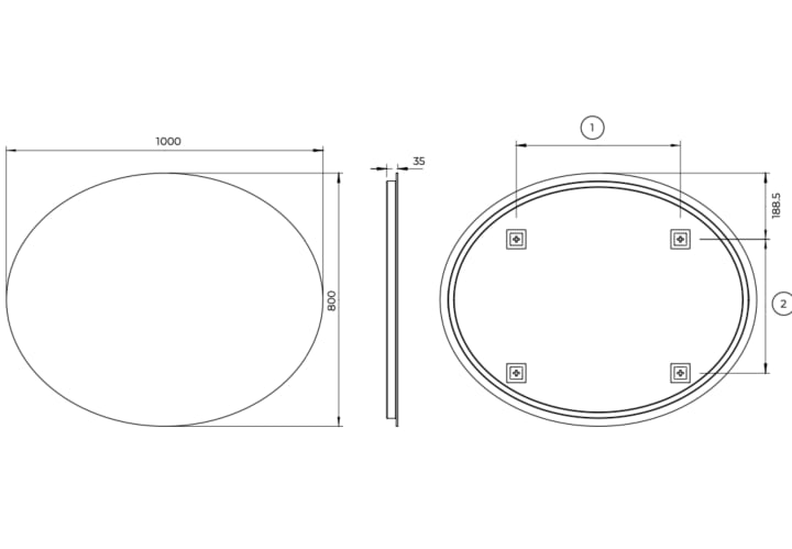 Miroir de salle de bain avec éclairage LED Oval Ledimex croquis 9
