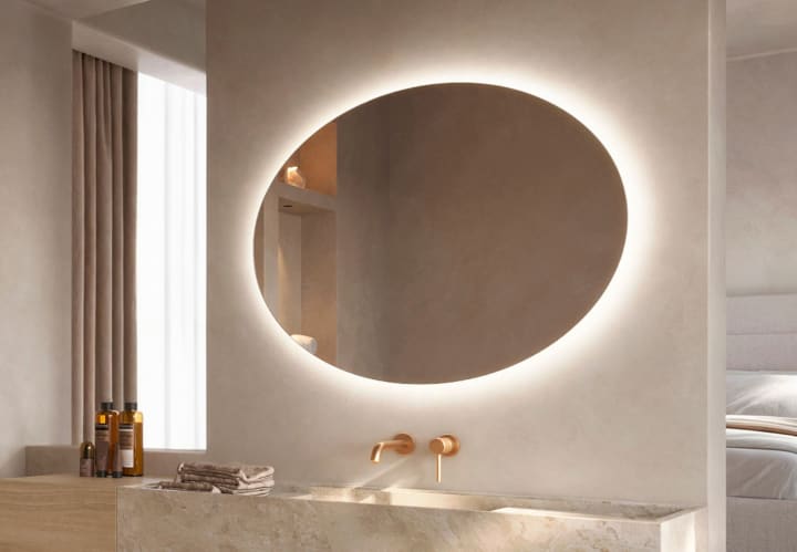 Miroir de salle de bain avec éclairage LED Oval Ledimex principal 1