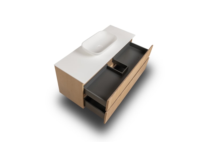 Meubles de salle de bains avec plan de toilette Solid surface Alpes 1 Bruntec détail 4
