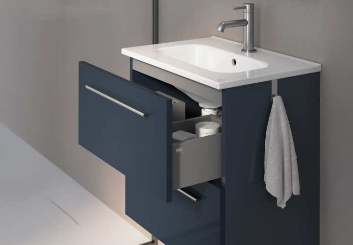 Ensemble complet de meubles de salle de bains à profondeur réduite 35 cm Street Royo détail 7