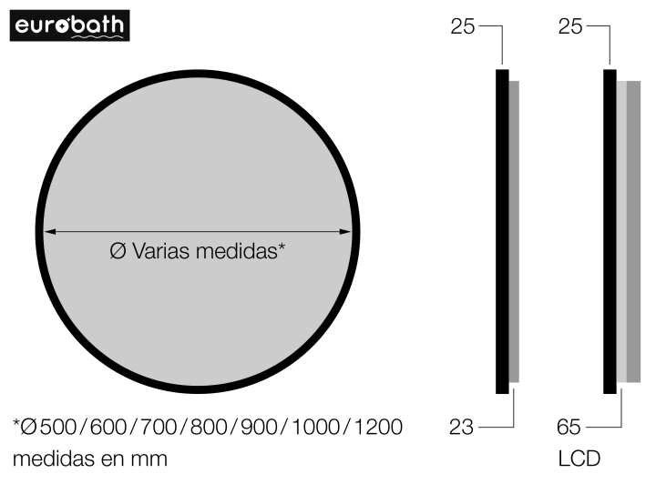 Miroir de salle de bains avec éclairage LED Vanuatu Eurobath croquis 15
