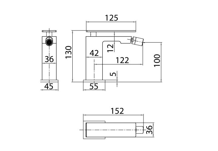 Mitigeur de bidet Pisa Imex croquis 4