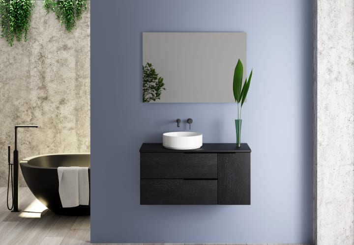 Meuble de salle de bains avec plan de toilette en bois Coban Bruntec principal 2