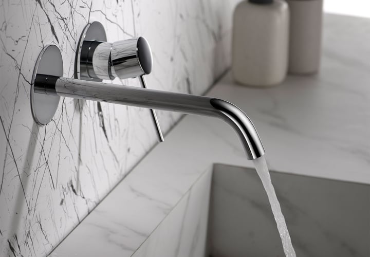 Robinetterie de lavabo encastrée Milos Imex + bonde click-clack pack environnement 10