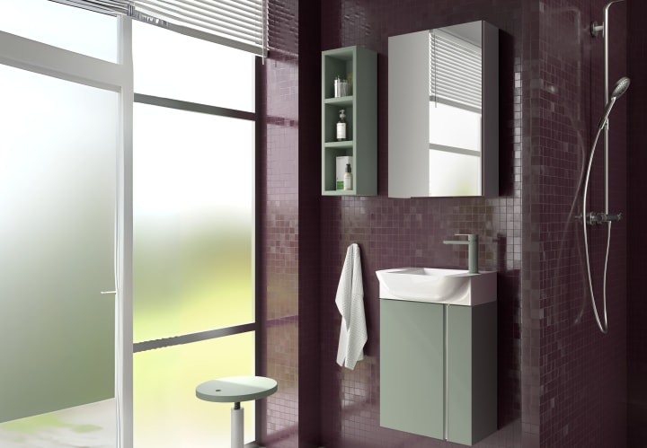 Ensemble meuble de salle de bains à faible profondeur 22 cm Versa Coycama principal 1