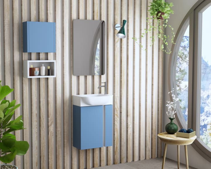 Ensemble meuble de salle de bains à faible profondeur 22 cm Versa Coycama principal 2