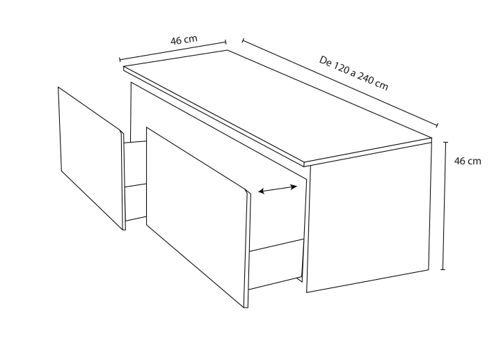 Meuble de salle de bain en bois massif avec plan de toilette Alpes 4 Bruntec croquis 5