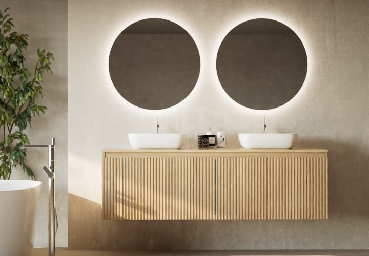 Meuble de salle de bain en bois massif avec plan de toilette Alpes 4 Bruntec principal 1