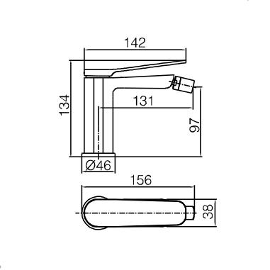Mitigeur de bidet Dinamarca Imex croquis 3