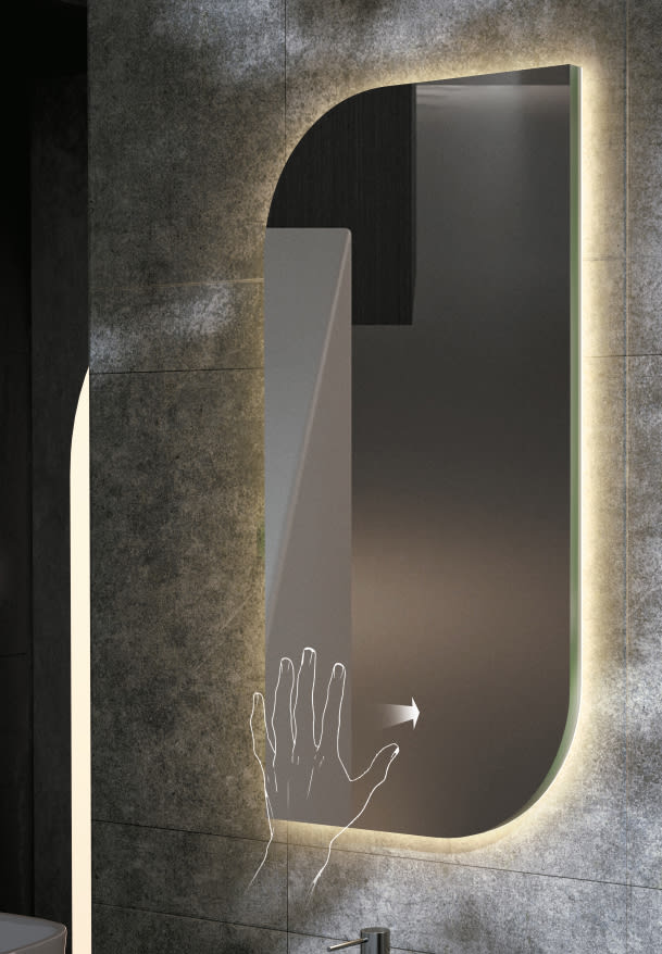 Miroir de salle de bains avec éclairage LED Cardiff Ledimex détail 1