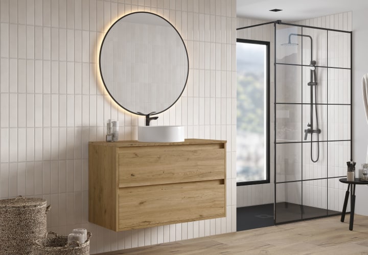 Meuble de salle de bains avec plan de toilette en mélamine Artemisa de Bruntec principal 1