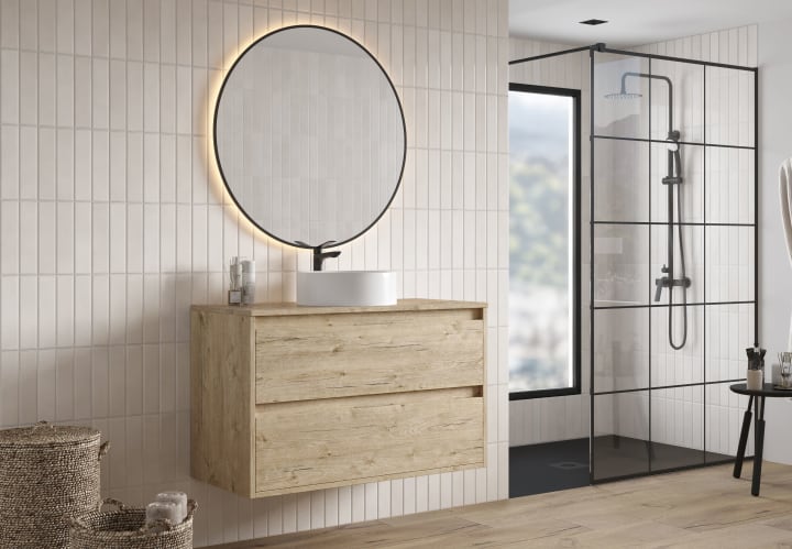 Meuble de salle de bains avec plan de toilette en mélamine Artemisa de Bruntec principal 2