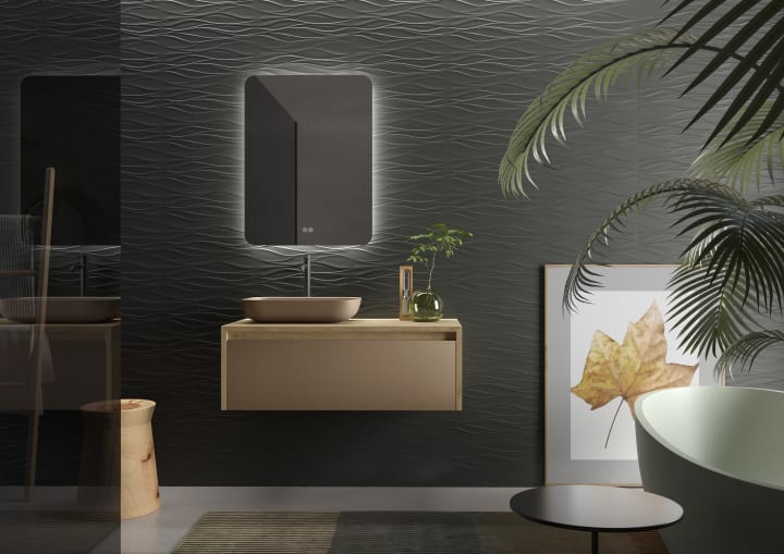 Meuble de salle de bains avec plan de toilette en bois Lambda Coycama principal 4