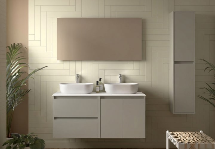 Meubles de salle de bains avec plan de toilette en bois Noja Salgar principal 9