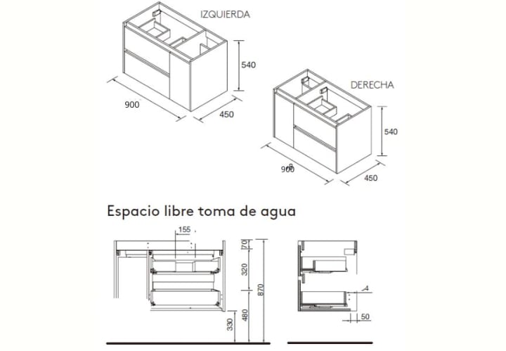 Ensemble de meubles de salle de bains Noja Salgar croquis 12