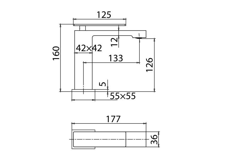 Mitigeur de lavabo Pisa Imex croquis 8