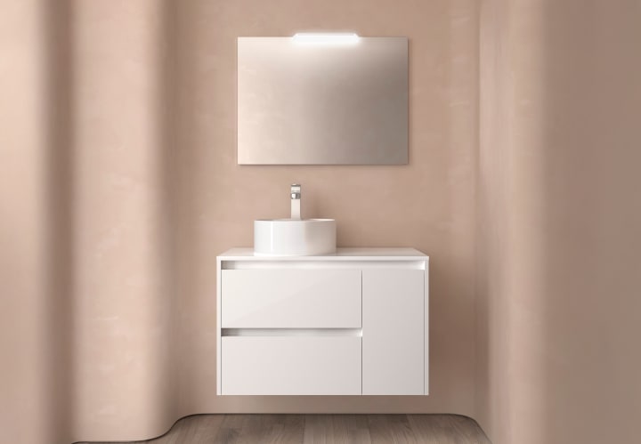 Meubles de salle de bains avec plan de toilette en bois Noja Salgar principal 7