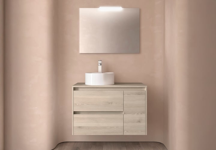 Meubles de salle de bains avec plan de toilette en bois Noja Salgar principal 6