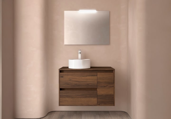 Meubles de salle de bains avec plan de toilette en bois Noja Salgar principal 4