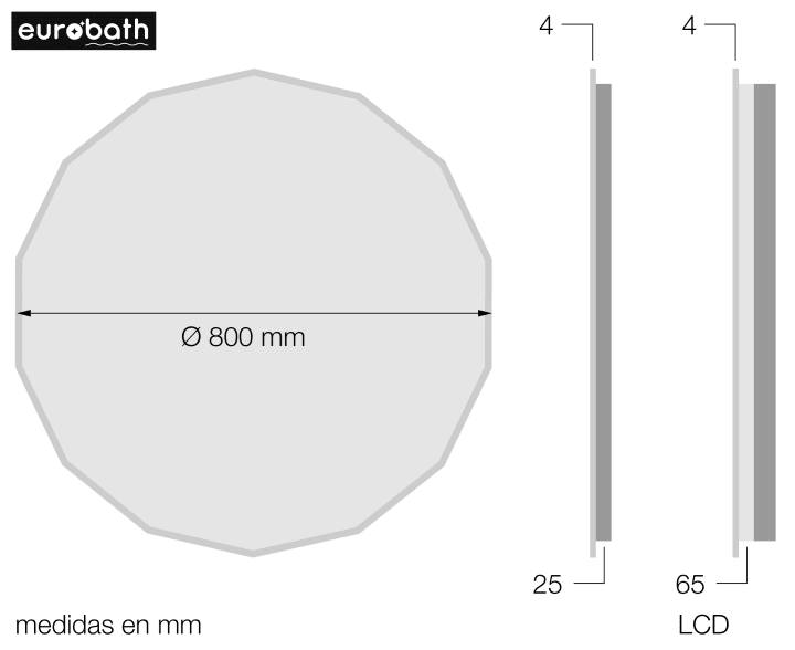 Miroir de salle de bains avec éclairage LED Nassau Eurobath croquis 2