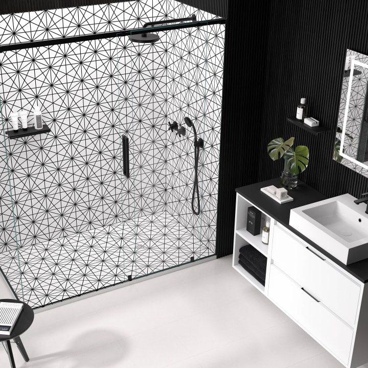 Receveurs de douche en résine décorée Design 3D Géométrique Bruntec environnement 1