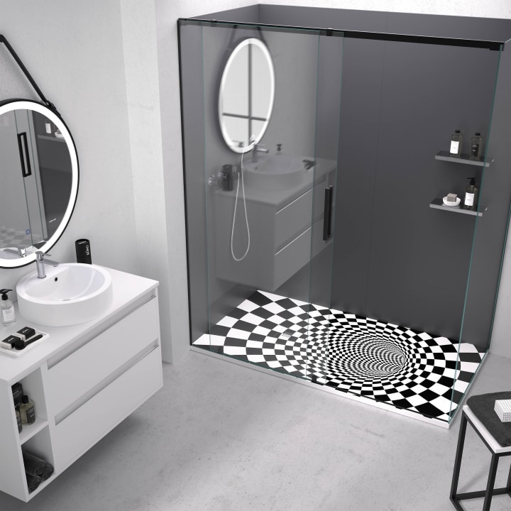 Receveurs de douche en résine décorée Design 3D Géométrique Bruntec environnement 3