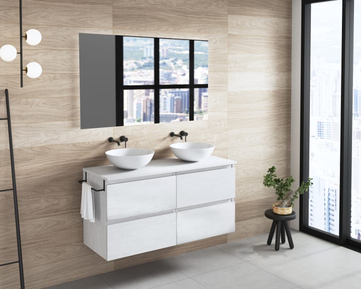Meuble de salle de bains avec plan de toilette en bois Roma Bruntec principal 1
