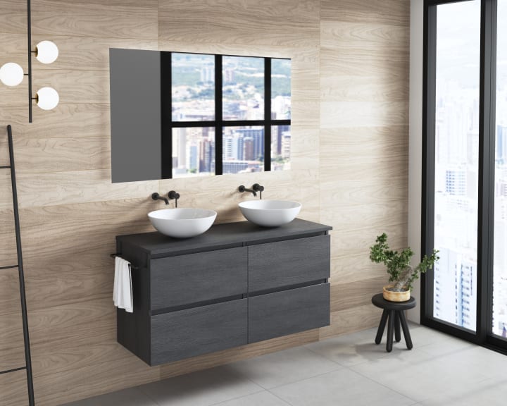 Meuble de salle de bains avec plan de toilette en bois Roma Bruntec principal 2