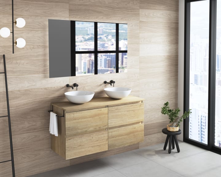Meuble de salle de bains avec plan de toilette en bois Roma Bruntec principal 3