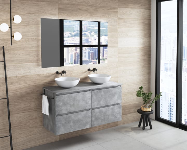 Meuble de salle de bains avec plan de toilette en bois Roma Bruntec principal 4