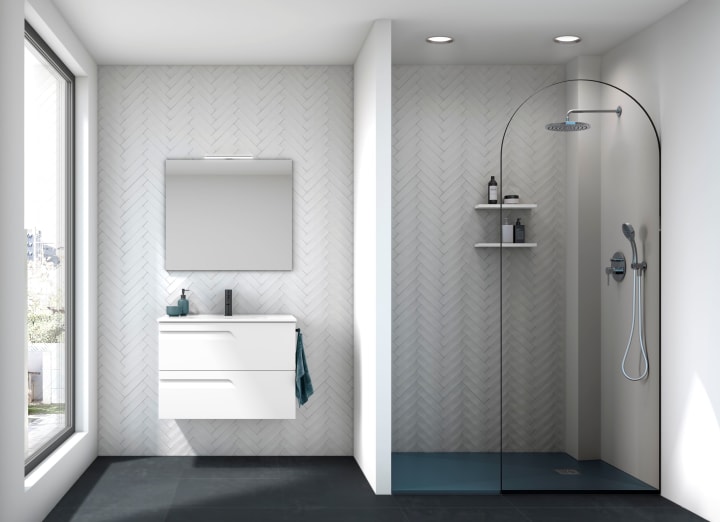 Ensemble de meubles de salle de bains profondeur réduite 39 cm Vitale Royo environnement 12
