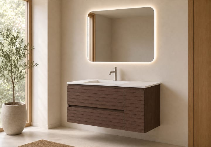 Meuble de salle de bains Alpes 21 Bruntec avec lavabo « Solid Surface » principal 4