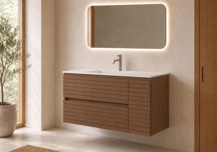 Meuble de salle de bains Alpes 21 Bruntec avec lavabo « Solid Surface » principal 3