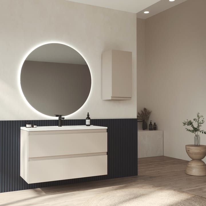 Meuble de salle de bains à profondeur réduite 37,8 cm MDF laqué Vilma Bruntec principal 1