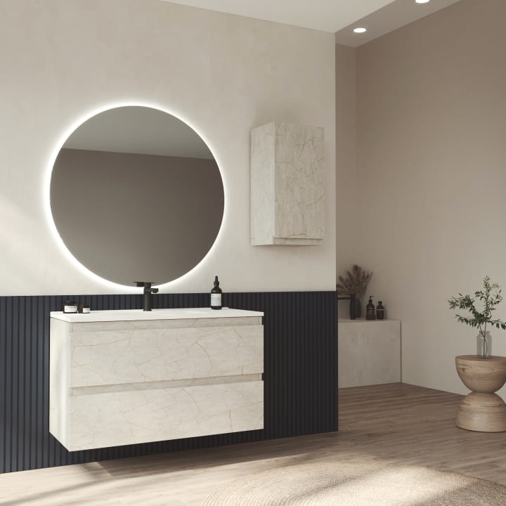 Meuble de salle de bains à profondeur réduite 37,8 cm MDF laqué Vilma Bruntec principal 2