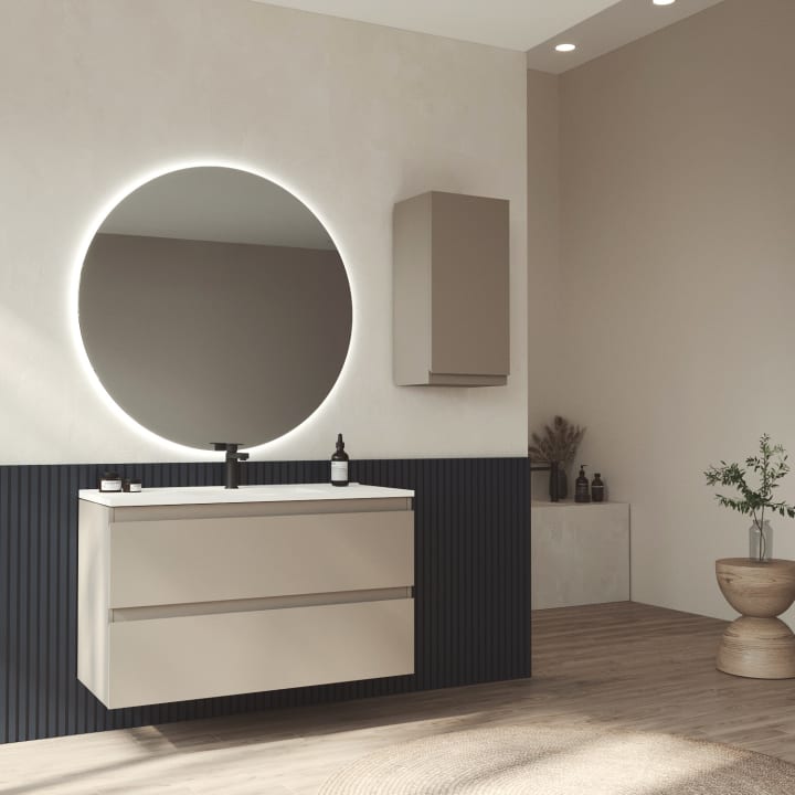 Meuble de salle de bains à profondeur réduite 37,8 cm MDF laqué Vilma Bruntec principal 3