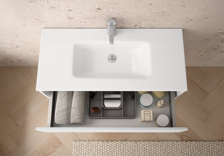 Meuble de salle de bains à profondeur réduite 37,8 cm MDF laqué Vilma Bruntec détail 5