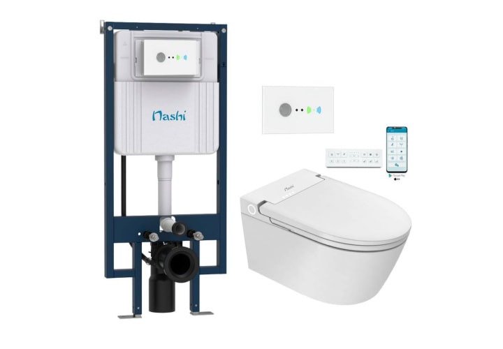 Pack WC japandi intelligent suspendu + réservoir de chasse + plaque de poussée Eos Pro Nashi principal 2