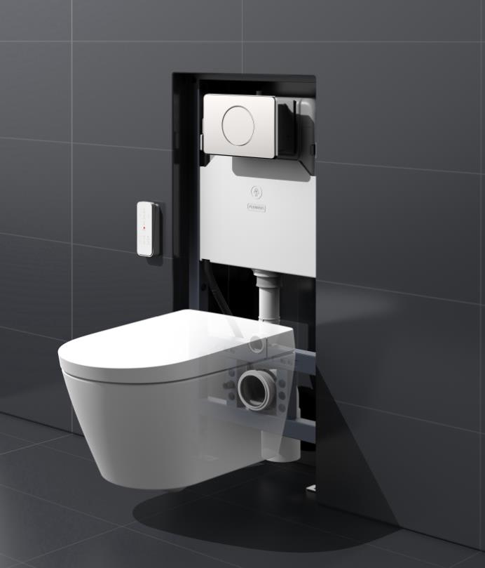 Pack WC japandi intelligent suspendu + réservoir de chasse + plaque de poussée Eos Pro Nashi détail 7