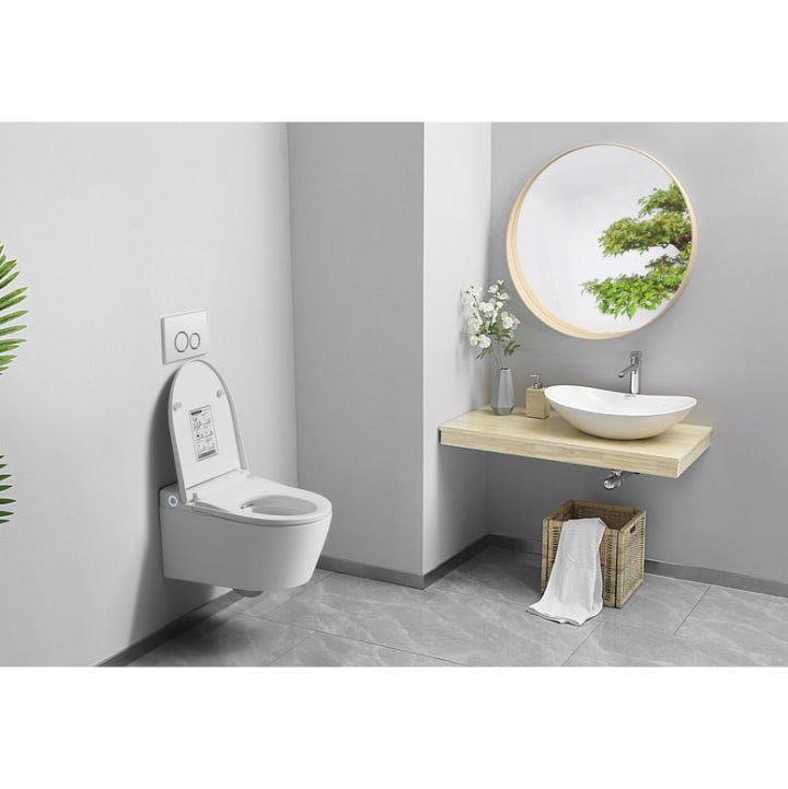 Pack WC japandi intelligent suspendu + réservoir de chasse + plaque de poussée Eos Pro Nashi environnement 11