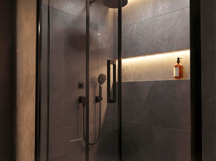 Paroi de douche profilé noir New Sabik Bruntec détail 1
