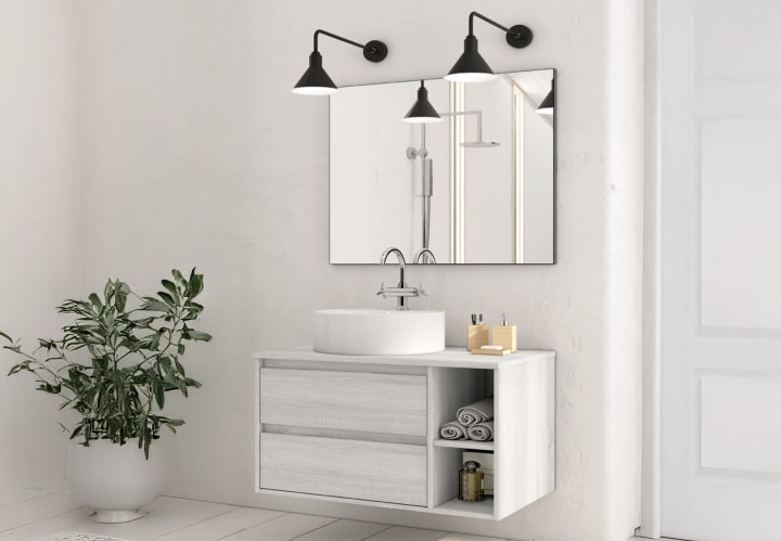 Meuble de salle de bains avec plan de toilette en bois Atlanta Bruntec principal 2